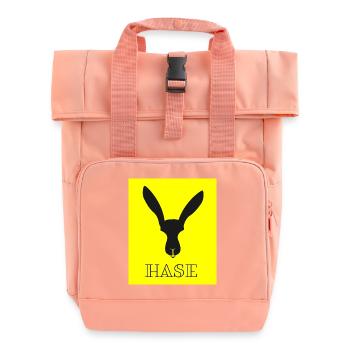 Bunny Silhouette Yellow Contrast - Roll Top Backpack with Two Handles - chintz rose - Front