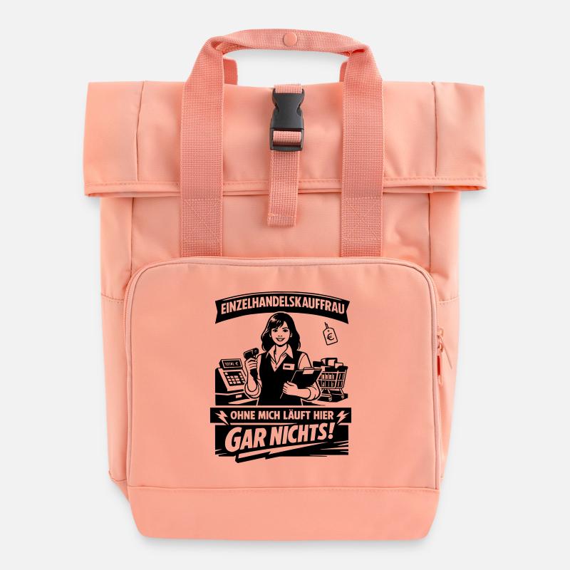 Retail clerk - Roll Top Backpack with Two Handles - chintz rose