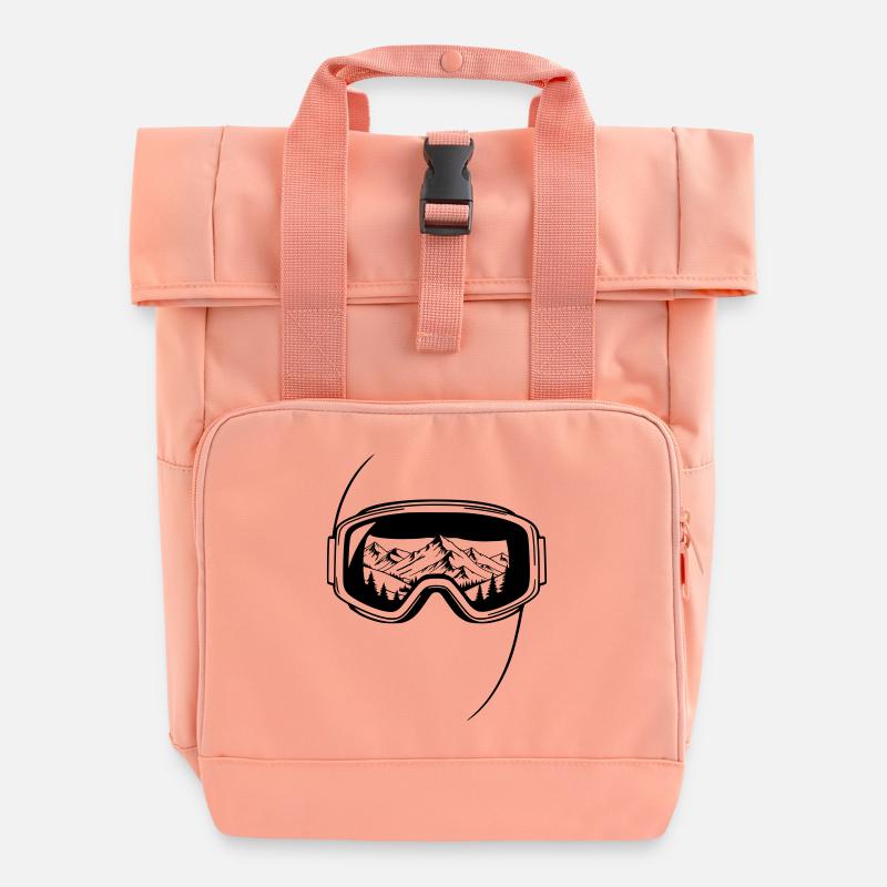 Graphisme des lunettes de ski en vue du sommet - Sac à dos Roll Top à deux anses - rose liberty