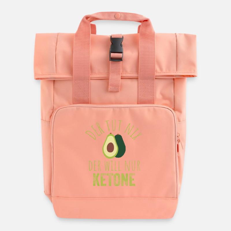 Avocado Keto Spruchbild - Rolltop Rucksack mit zwei Griffen - Chintzrosa