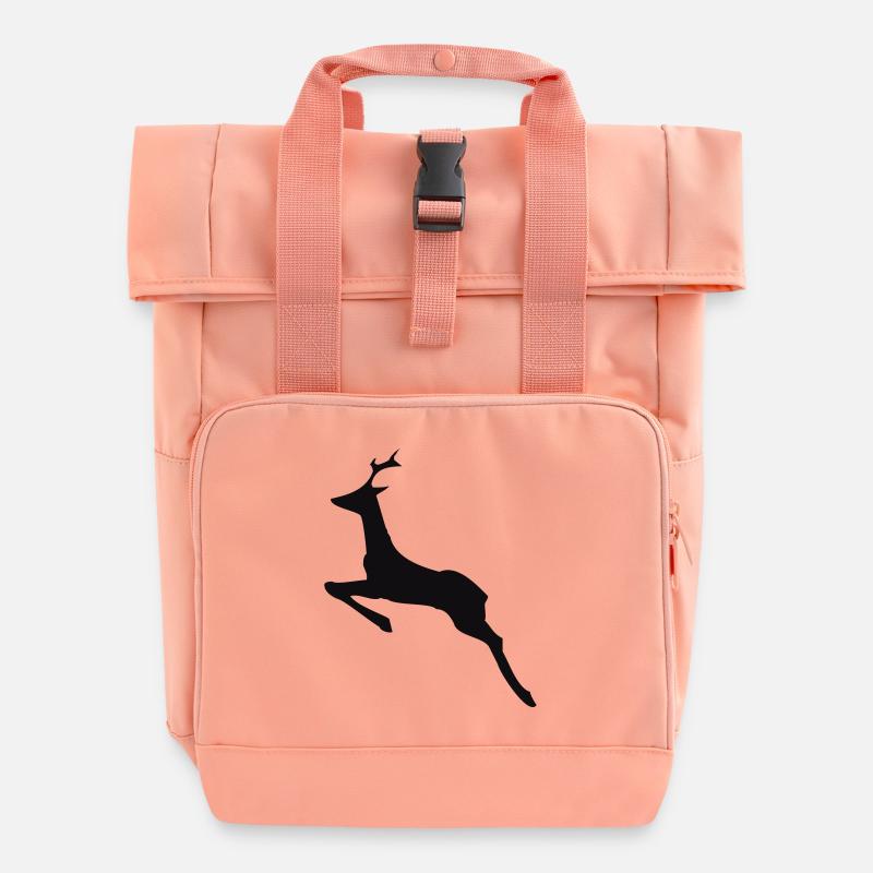 deer,roe deer,forest - Roll Top Backpack with Two Handles - chintz rose