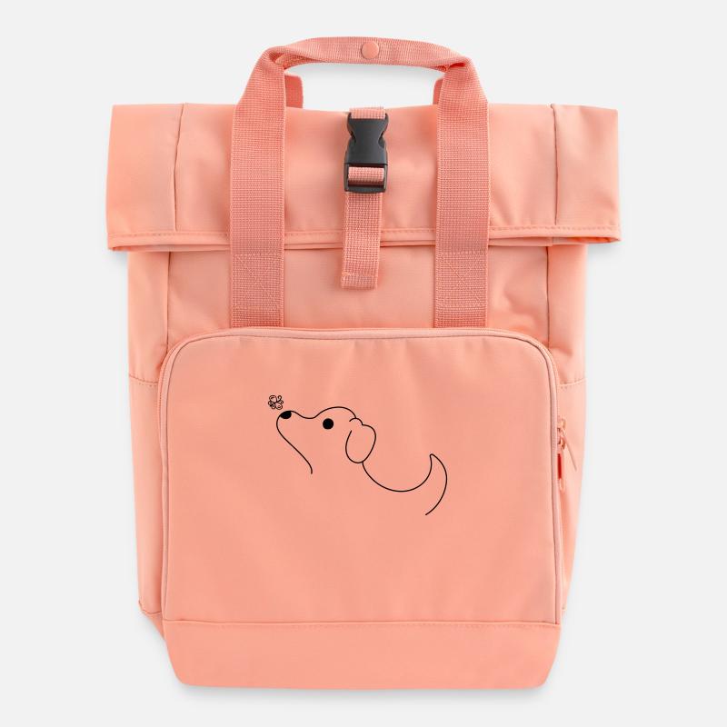 Hund - Rolltop Rucksack mit zwei Griffen - Chintzrosa