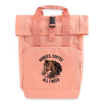 Lustiges Pferd Kunst Pferdebesitzer Pferde Kaffee - Rolltop Rucksack mit zwei Griffen - Chintzrosa - Vorne