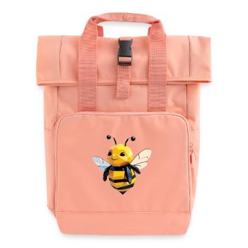 Cute polygon bumblebee design - Roll Top Backpack with Two Handles - chintz rose - Front