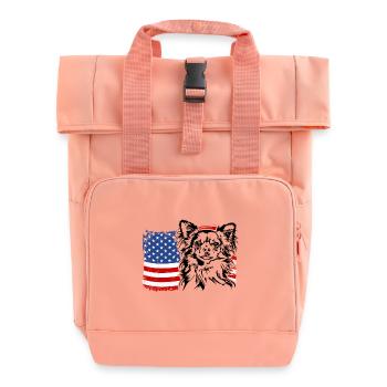 Chihuahua US Amerika Fahne Hunde Hund Wilsigns - Rolltop Rucksack mit zwei Griffen - Chintzrosa - Vorne