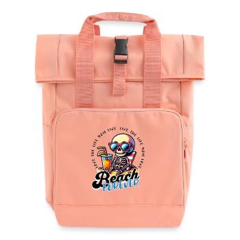 Beach Forever Skeleton Summer Sun - Roll Top Backpack with Two Handles - chintz rose - Front