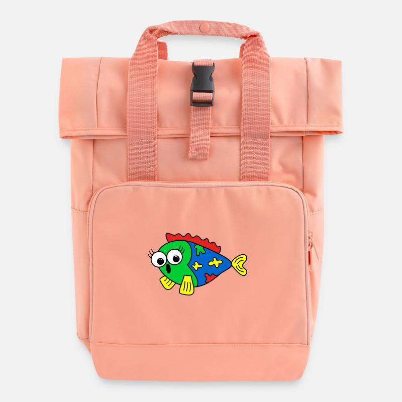 Fish - Roll Top Backpack with Two Handles - chintz rose