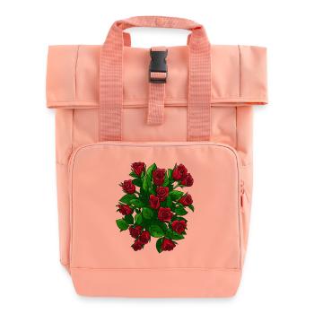 Elegant roses in bloom - Roll Top Backpack with Two Handles - chintz rose - Front