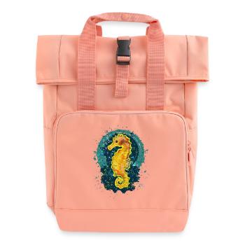 Fröhliches Seepferdchen - Rolltop Rucksack mit zwei Griffen - Chintzrosa - Vorne