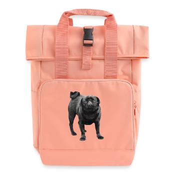 Pug noir - Sac à dos Roll Top à deux anses - rose liberty - Devant