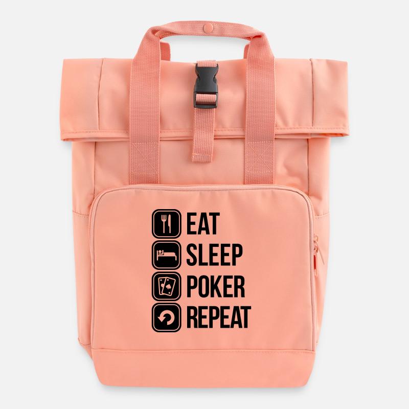 eat sleep poker repeat - Rolltop Rucksack mit zwei Griffen - Chintzrosa