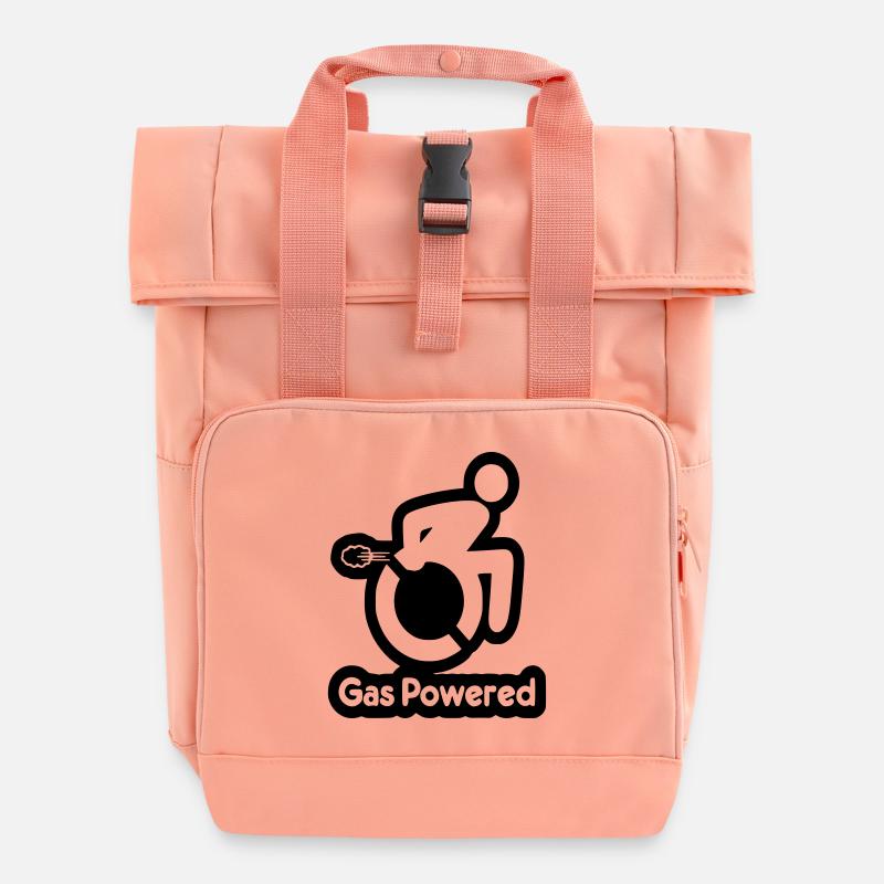 Gas powered wheelchair user. Humour # - Roll Top Backpack with Two Handles - chintz rose