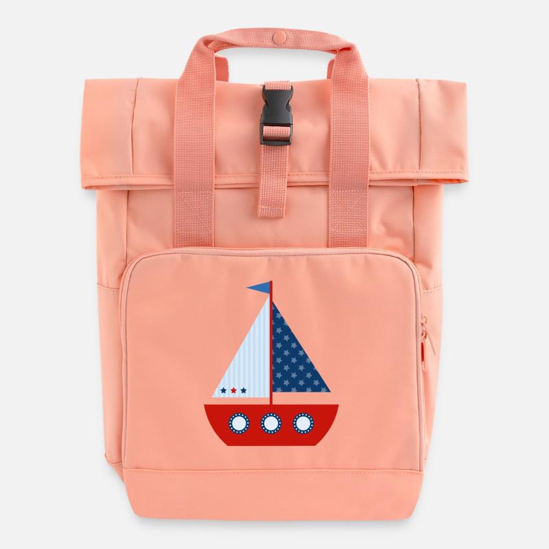 Segelboot - Rolltop Rucksack mit zwei Griffen - Chintzrosa