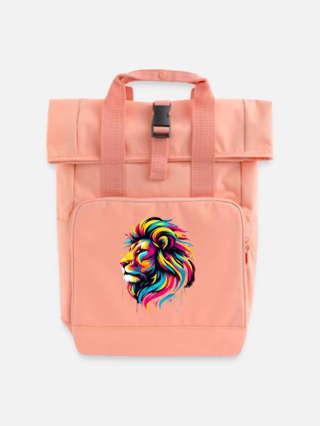Löwe - Rolltop Rucksack mit zwei Griffen - Chintzrosa