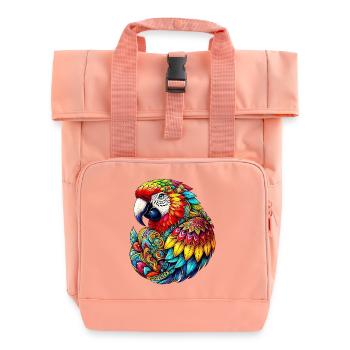 Parrot decorated with Mandalas - Roll Top Backpack with Two Handles - chintz rose - Front