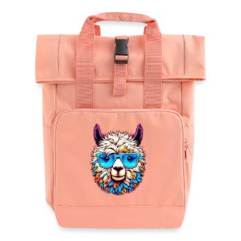 Alpaca with Sunglasses - Roll Top Backpack with Two Handles - chintz rose - Front