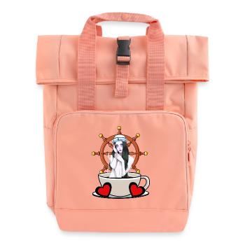Maritim Steuerrad Steuermann Seefahrt Matrose Moin - Rolltop Rucksack mit zwei Griffen - Chintzrosa - Vorne