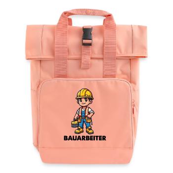 Construction worker - Roll Top Backpack with Two Handles - chintz rose - Front