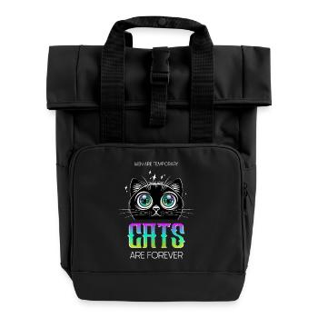 Men are temporary. Cats are Forever! - Rolltop Rucksack mit zwei Griffen - Schwarz - Vorne