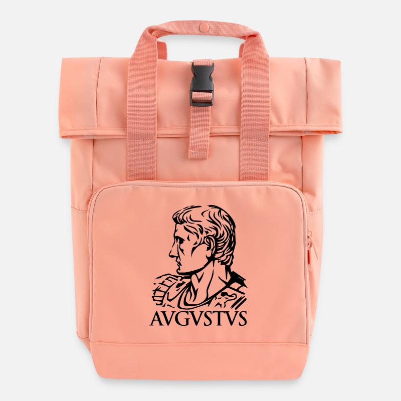 Augustus Römischer Kaiser "AVGVSTVS" Geschichte Tribut - Rolltop Rucksack mit zwei Griffen - Chintzrosa