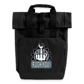 Mittelfinger Stinkerfinger Mechaniker Fuck You - Rolltop Rucksack mit zwei Griffen - Schwarz - Vorne