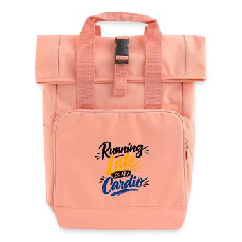 Running Late Is My Cardio Saying Quote - Roll Top Backpack with Two Handles - chintz rose - Front