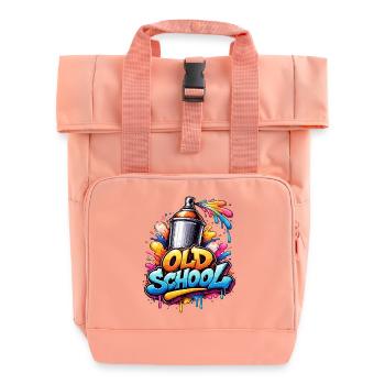 Old School Graffiti Spray Burst - Roll Top Backpack with Two Handles - chintz rose - Front