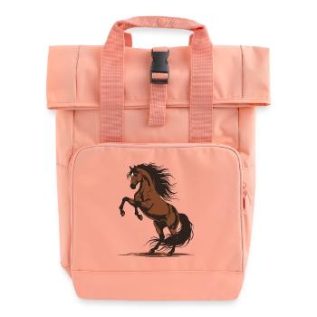 Cheval Cabré Étalon Sauvage Équestre Illustration - Sac à dos Roll Top à deux anses - rose liberty - Devant