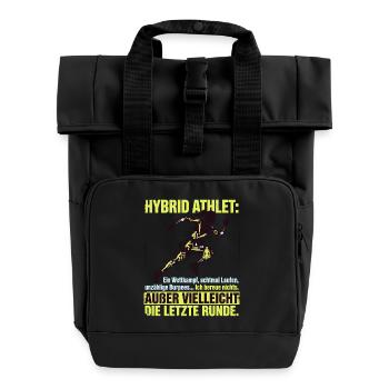 Hybrid Athlet Wettkampf lustiger Spruch - Rolltop Rucksack mit zwei Griffen - Schwarz - Vorne