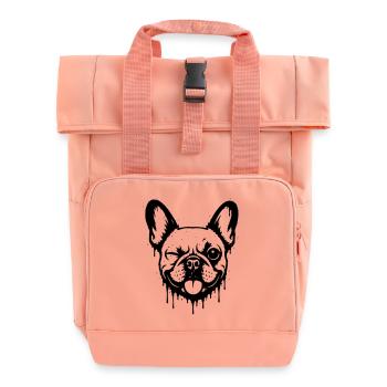 Freche Bulldogge mit Zwinkerblick - Rolltop Rucksack mit zwei Griffen - Chintzrosa - Vorne