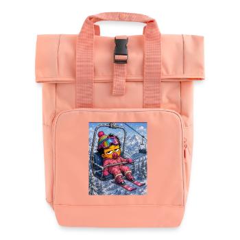 Colorful Skier Baby in Alps - Roll Top Backpack with Two Handles - chintz rose - Front