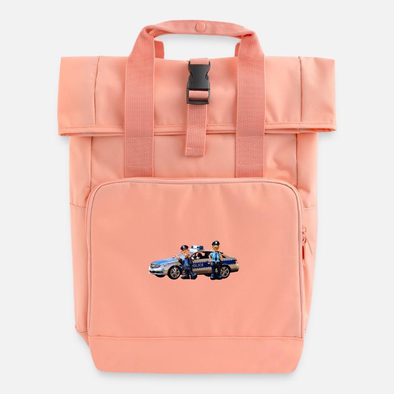 Polizeiauto - Rolltop Rucksack mit zwei Griffen - Chintzrosa
