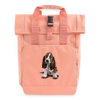 Basset-Hound - Roll Top Backpack with Two Handles - chintz rose - Front