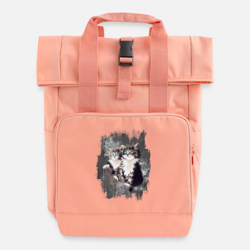 Kätzchen - Rolltop Rucksack mit zwei Griffen - Chintzrosa