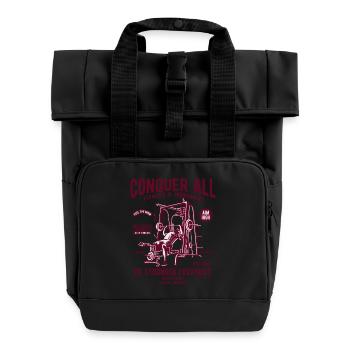 Power Fashion Fitness Lifestyle Sport Bodybuilder Gym - Roll Top Backpack with Two Handles - black - Front