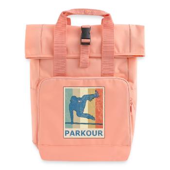 Vintage Retro Style Le Parkour Freerunning Sport - Roll Top Backpack with Two Handles - chintz rose - Front