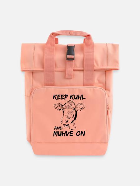 Kuh Kühe - Rolltop Rucksack mit zwei Griffen - Chintzrosa
