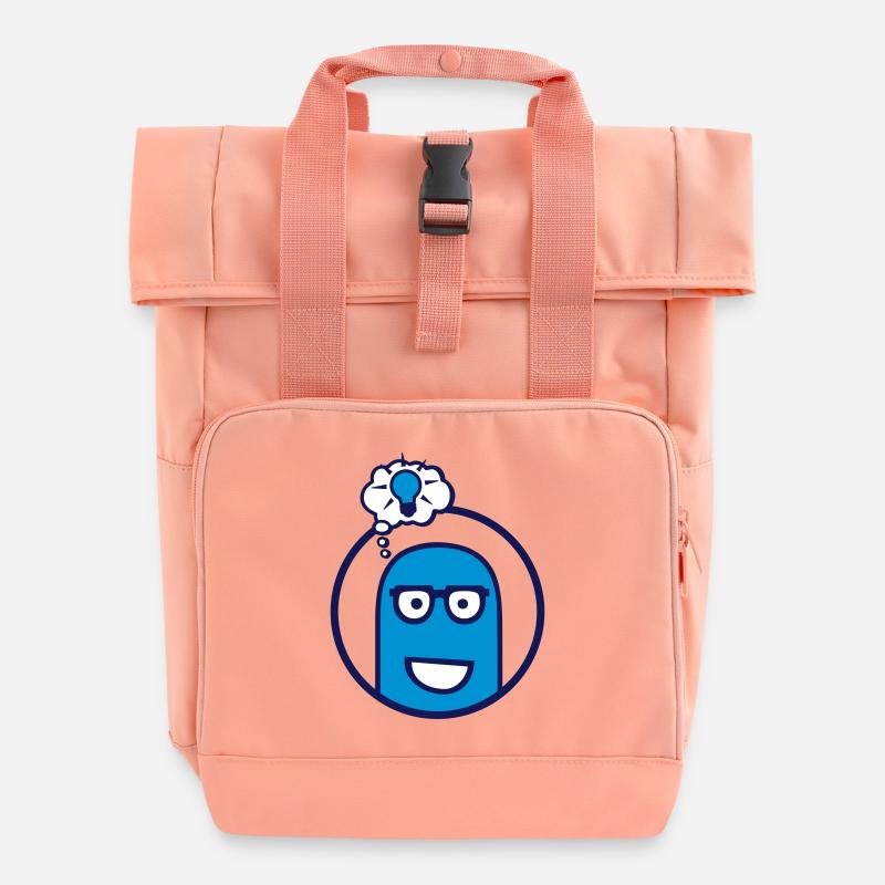 Niedliche Comic Figur (Brille, Kreis) - Rolltop Rucksack mit zwei Griffen - Chintzrosa