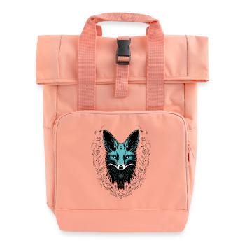 Mystic Fox Turquoise Forest Animal Tattoo Look - Roll Top Backpack with Two Handles - chintz rose - Front