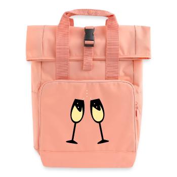 Wein, Gläser zum Feiern - Rolltop Rucksack mit zwei Griffen - Chintzrosa - Vorne