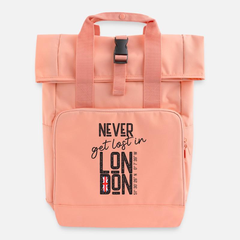 Never get lost in London - Roll Top Backpack with Two Handles - chintz rose