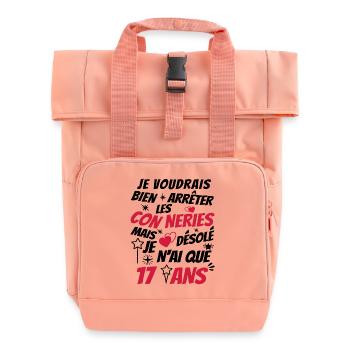j'ai 17 ans / idée cadeau anniversaire / 17 ans - Sac à dos Roll Top à deux anses - rose liberty - Devant