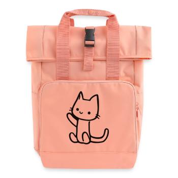 Croquis de chat dans un style linéaire - Sac à dos Roll Top à deux anses - rose liberty - Devant