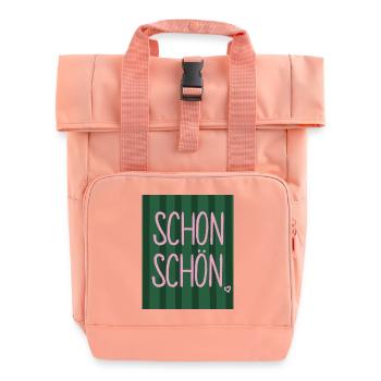 Schon schön - Schriftzug rosa-grün - Rolltop Rucksack mit zwei Griffen - Chintzrosa - Vorne