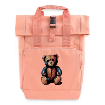 Teddy Kuscheltier Teddybär - Rolltop Rucksack mit zwei Griffen - Chintzrosa - Vorne