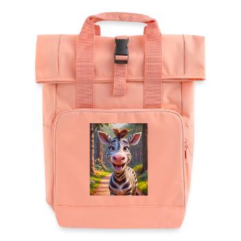 Super süße afrikanische Tiere Zebra - Rolltop Rucksack mit zwei Griffen - Chintzrosa - Vorne