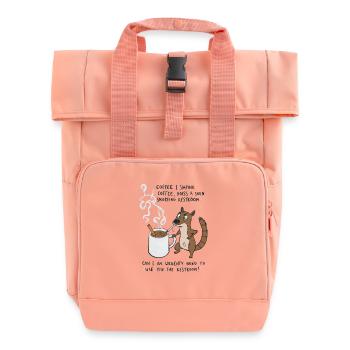 Kaffee Notfall Beutier Eichhörnchen Kippe  - Rolltop Rucksack mit zwei Griffen - Chintzrosa - Vorne