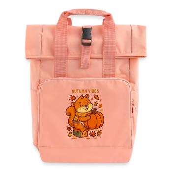Herbstiges Eichhörnchen mit Kürbis Herbst autumn  - Rolltop Rucksack mit zwei Griffen - Chintzrosa - Vorne