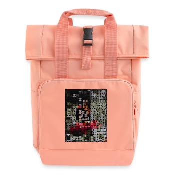 Mosaic Blossom Portrait in Semicircle Pattern - Roll Top Backpack with Two Handles - chintz rose - Front