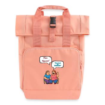 Pizza Dispute Cartoon Pepperoni - Roll Top Backpack with Two Handles - chintz rose - Front